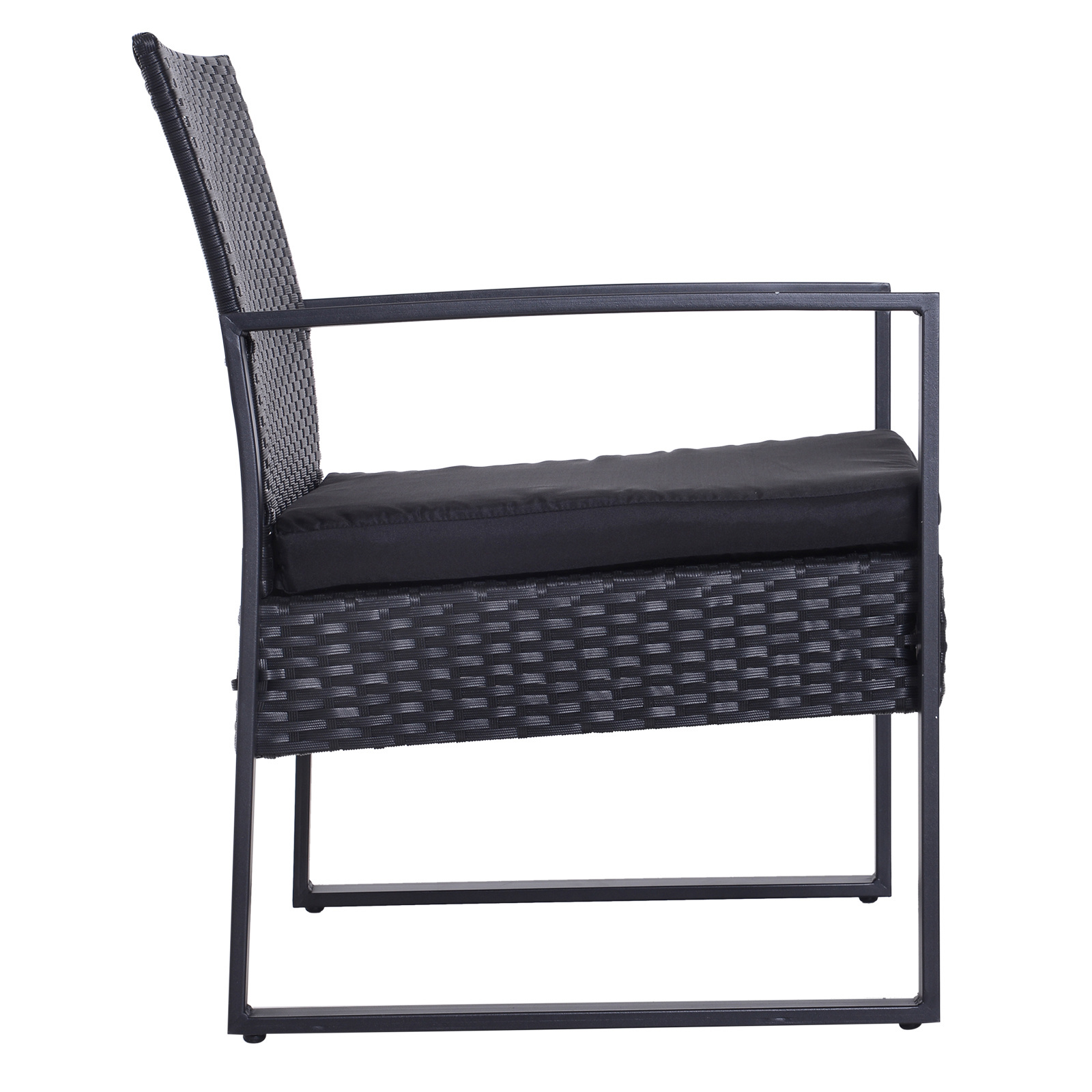 Sunny Lounge Tuinstoelenset met bijzettafel polyrattan zwart incl. kussens zwart
