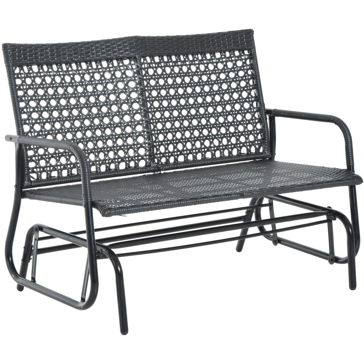 Sunny Schommelbank 2-pers polyrattan zwart 120 x 76 x 90 cm