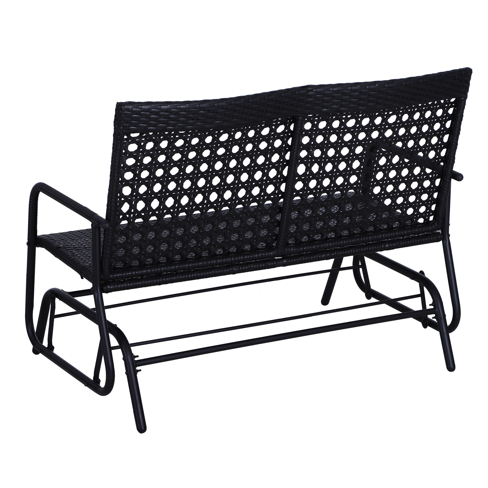 Sunny Schommelbank 2-pers polyrattan zwart 120 x 76 x 90 cm