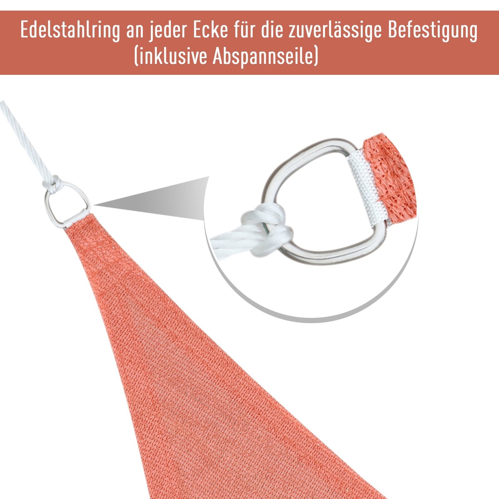 Sunny Schaduwdoek driehoek rood HDPE-kunststof 3 x 3 x 3 m - luchtdoorlaatbaar