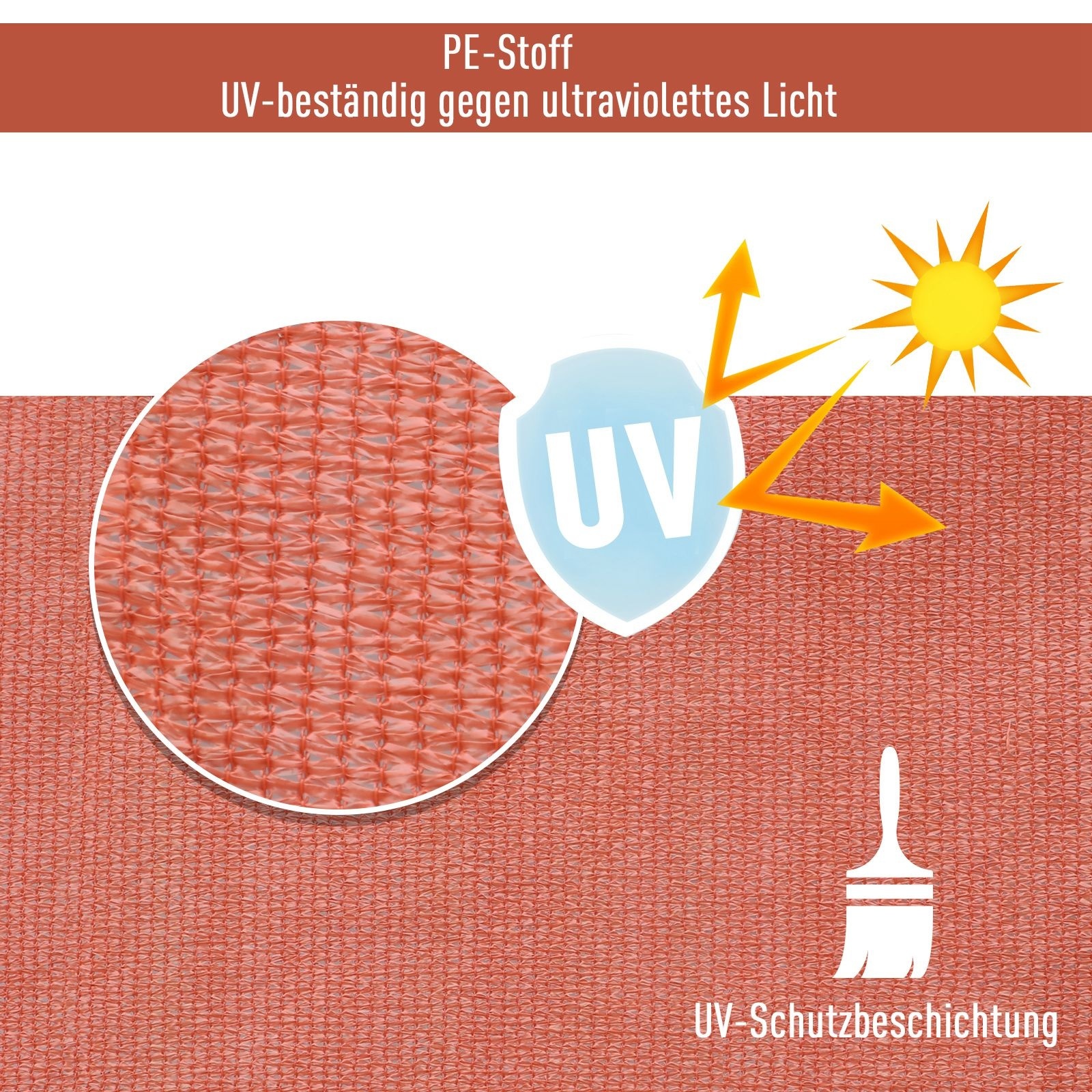 Sunny Schaduwdoek driehoek rood HDPE-kunststof 3 x 3 x 3 m - luchtdoorlaatbaar