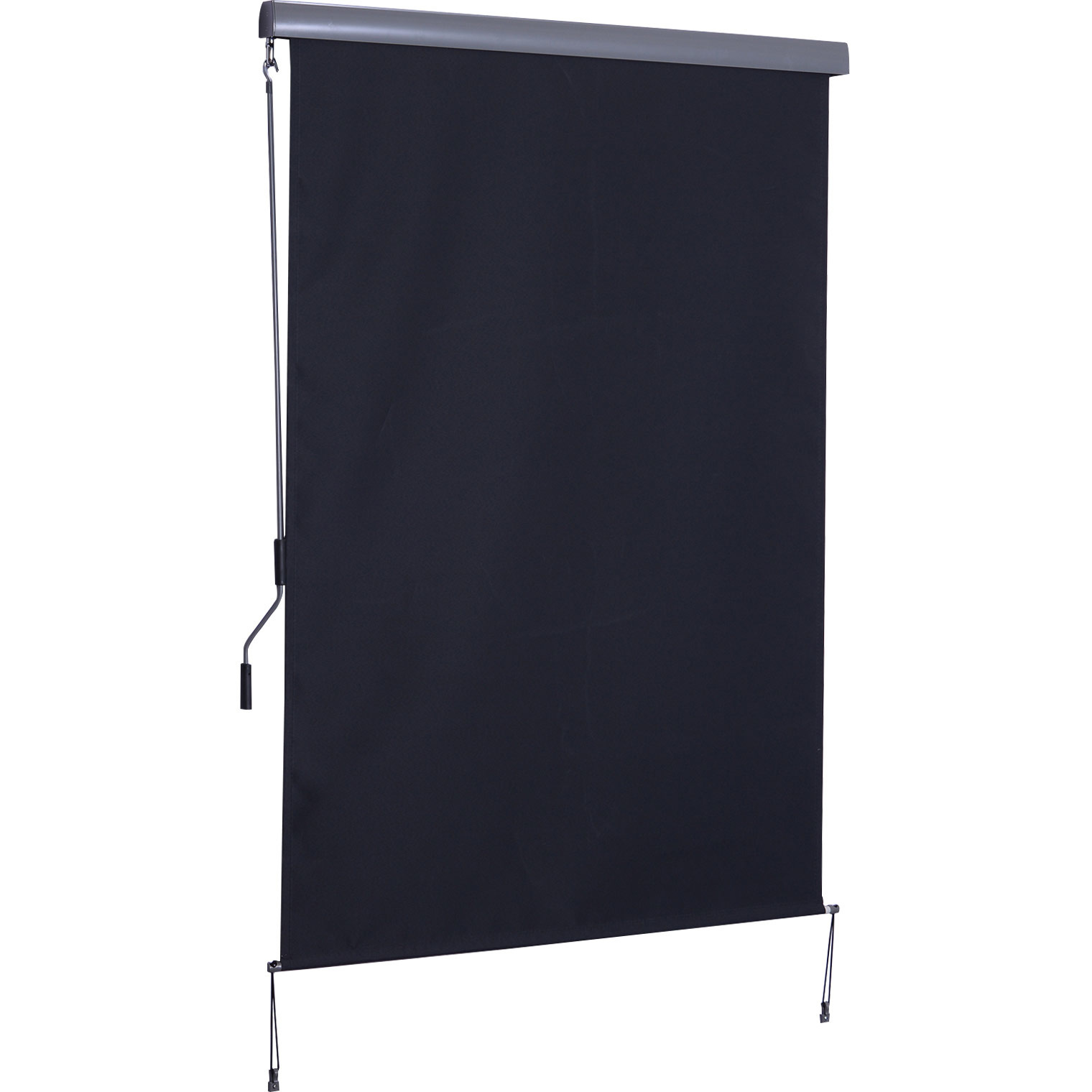 HOMdotCOM Zonnescherm incl. windbescherming met handslinger polyester + aluminium grijs 140 x 200 cm