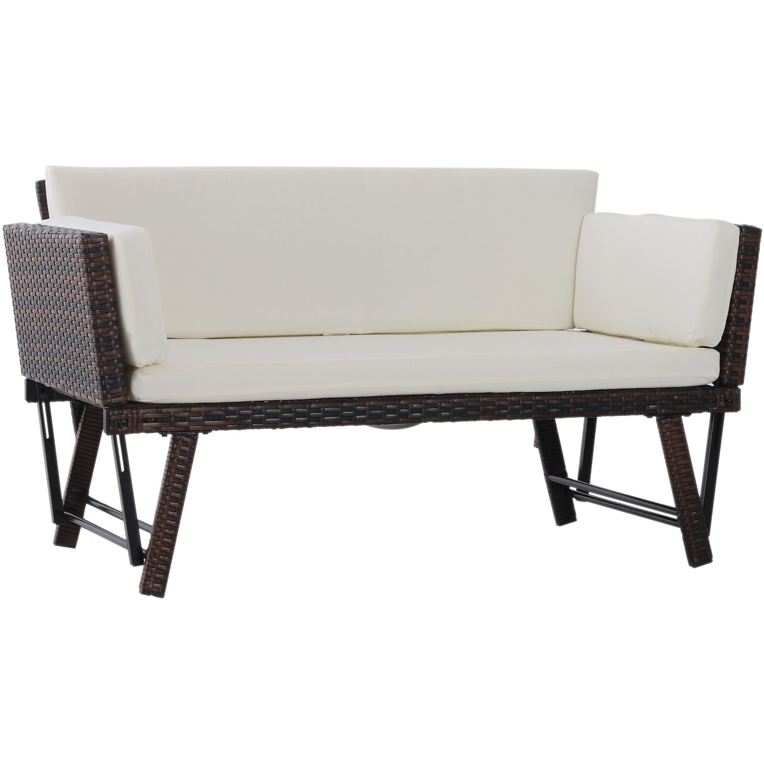 Outsunny Tuinsofa met armleuningen polyrotan bruin 129 x 66 x 79 cm