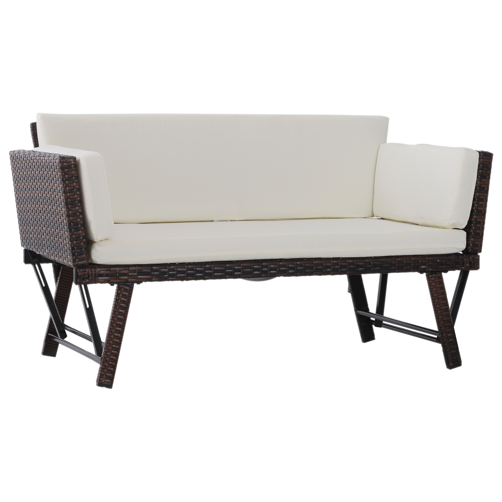 Outsunny Tuinsofa met armleuningen polyrotan bruin 129 x 66 x 79 cm