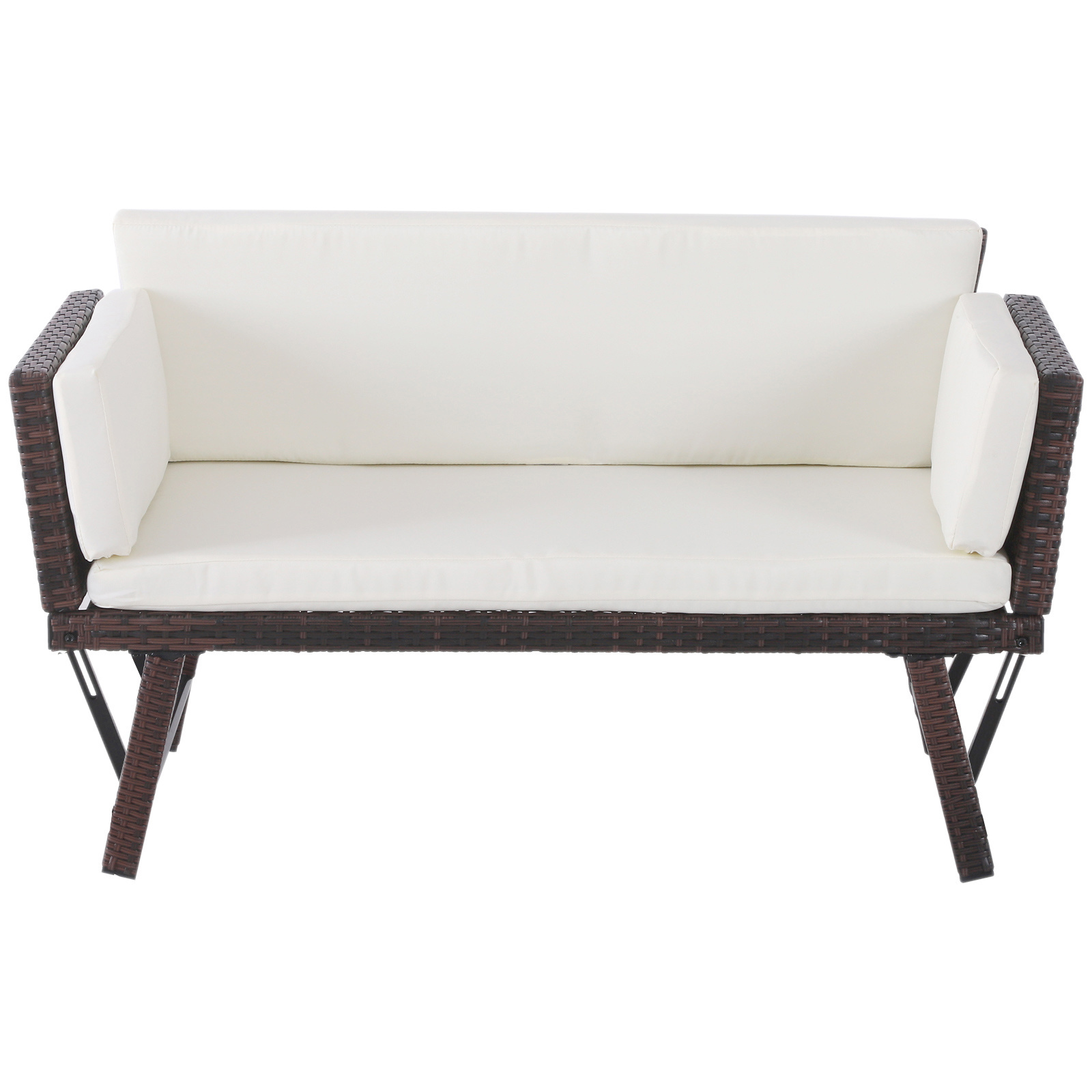 Outsunny Tuinsofa met armleuningen polyrotan bruin 129 x 66 x 79 cm