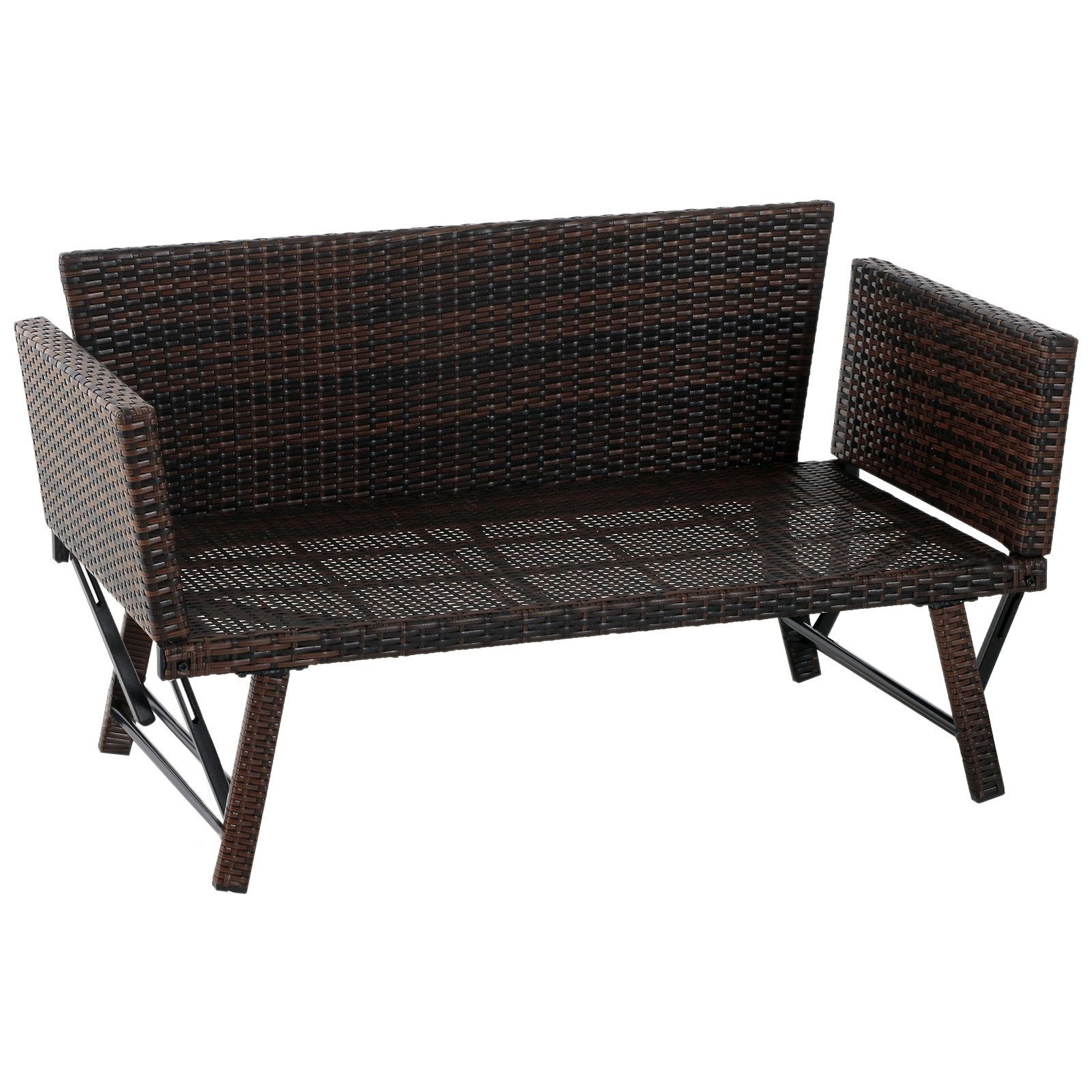 Outsunny Tuinsofa met armleuningen polyrotan bruin 129 x 66 x 79 cm