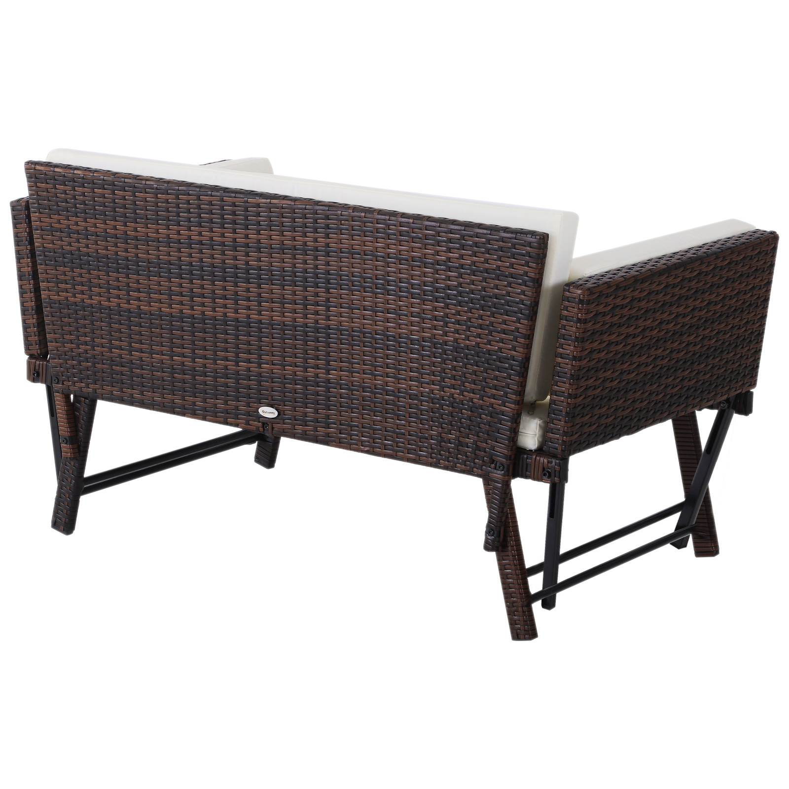 Outsunny Tuinsofa met armleuningen polyrotan bruin 129 x 66 x 79 cm
