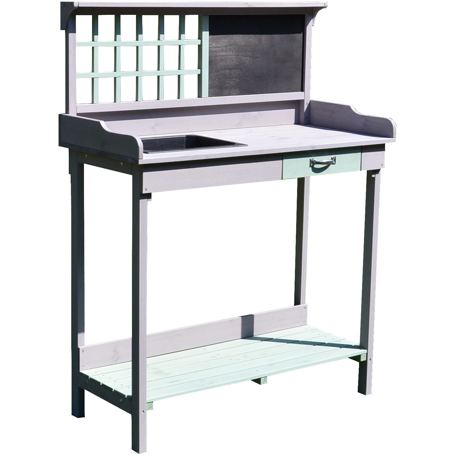 HOMdotCOM Plantentafel met lade en kuip voor in de tuin vurenhout 92 x 42,5 x 119,5 cm