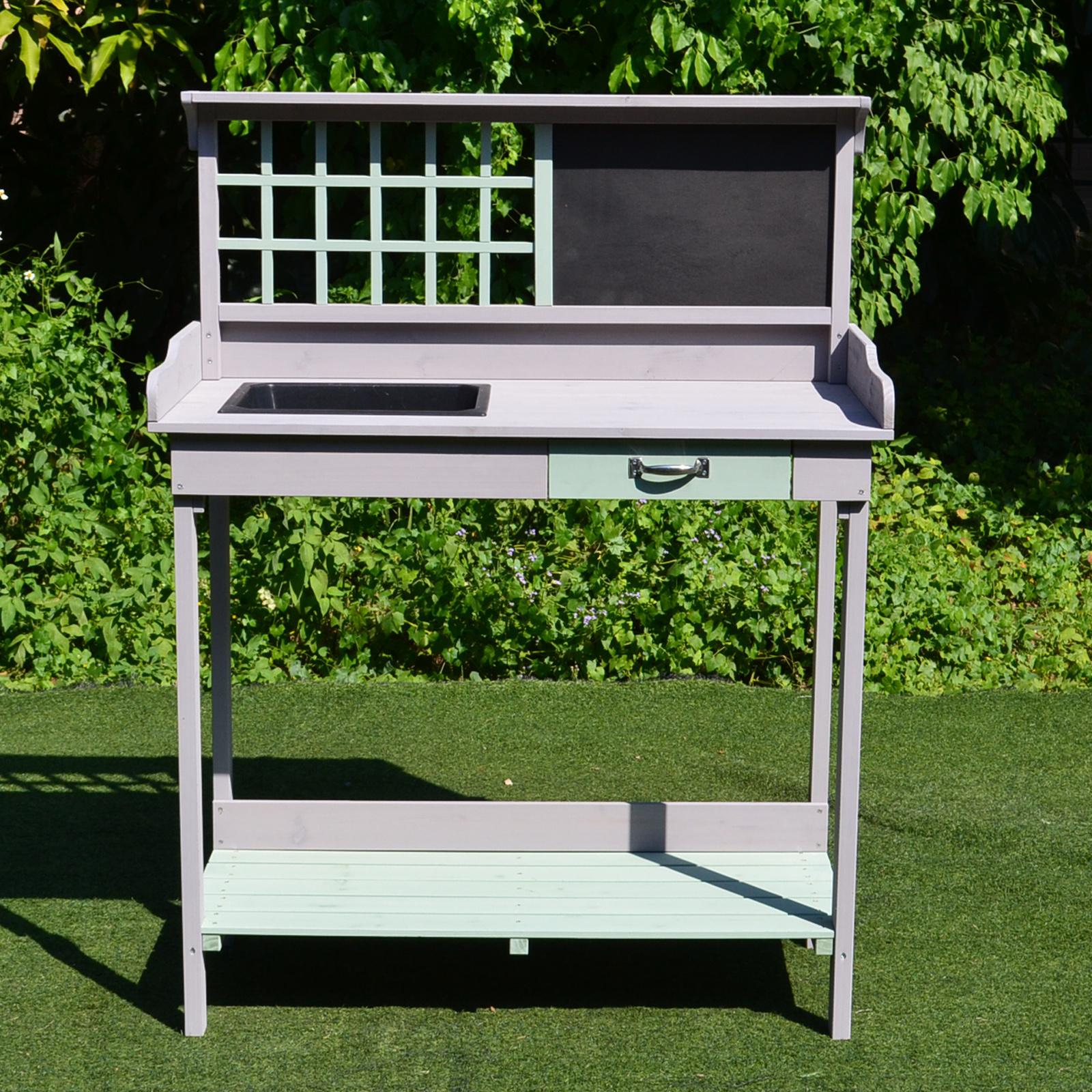 HOMdotCOM Plantentafel met lade en kuip voor in de tuin vurenhout 92 x 42,5 x 119,5 cm
