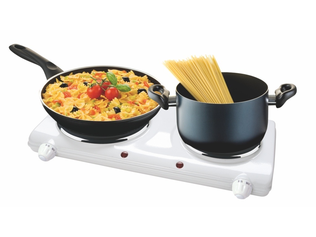 Kemper compacte elektrische kookplaat - Campingkooktoestel - Dorella 2250W -Tweepits - Ø16,5 cm