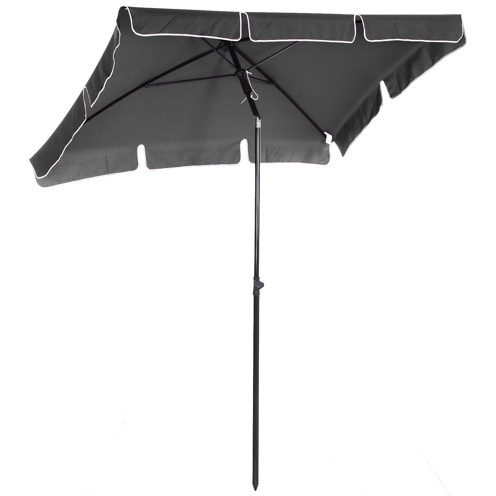 Sunny Tuinparasol rechthoekig staal 180/m² polyester grijs 200 x 125 x 235 cm