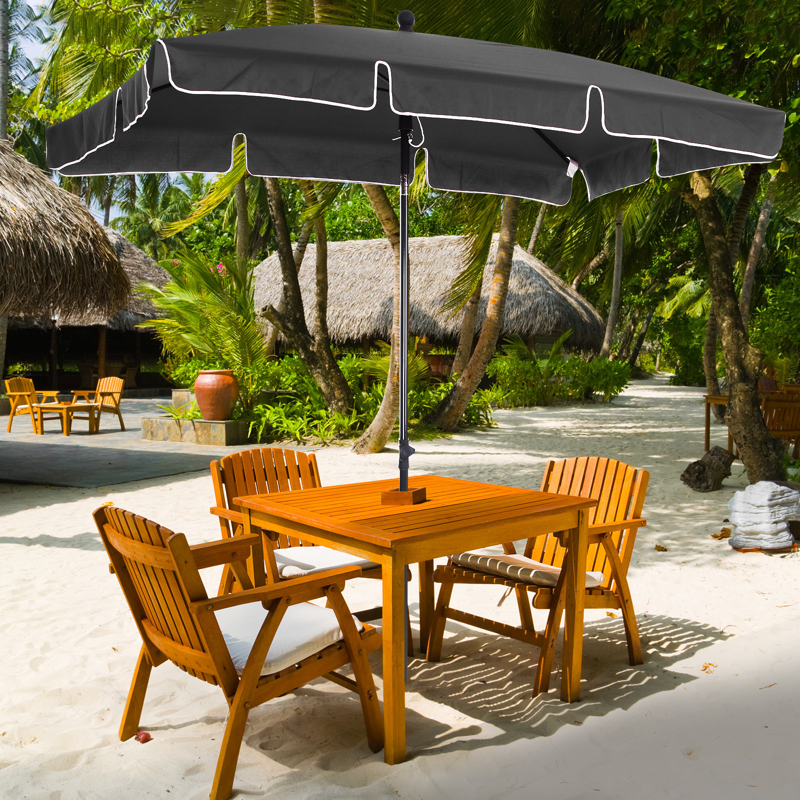 Sunny Tuinparasol rechthoekig staal 180/m² polyester grijs 200 x 125 x 235 cm