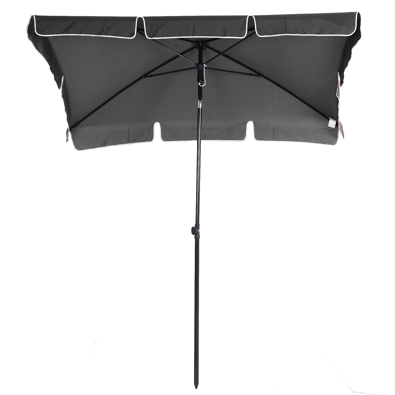 Sunny Tuinparasol rechthoekig staal 180/m² polyester grijs 200 x 125 x 235 cm