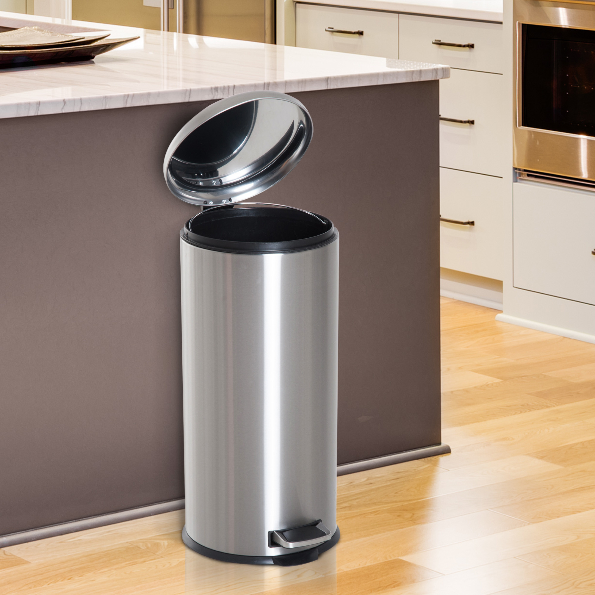HOMdotCOM Pedaalemmer RVS zilver 30L