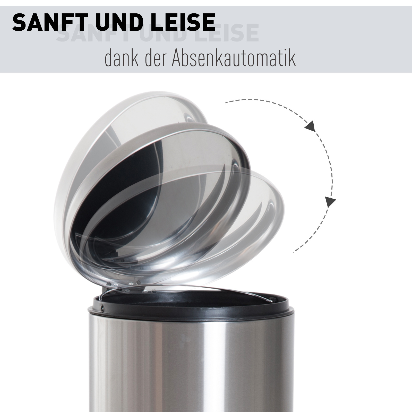 HOMdotCOM Pedaalemmer RVS zilver 30L