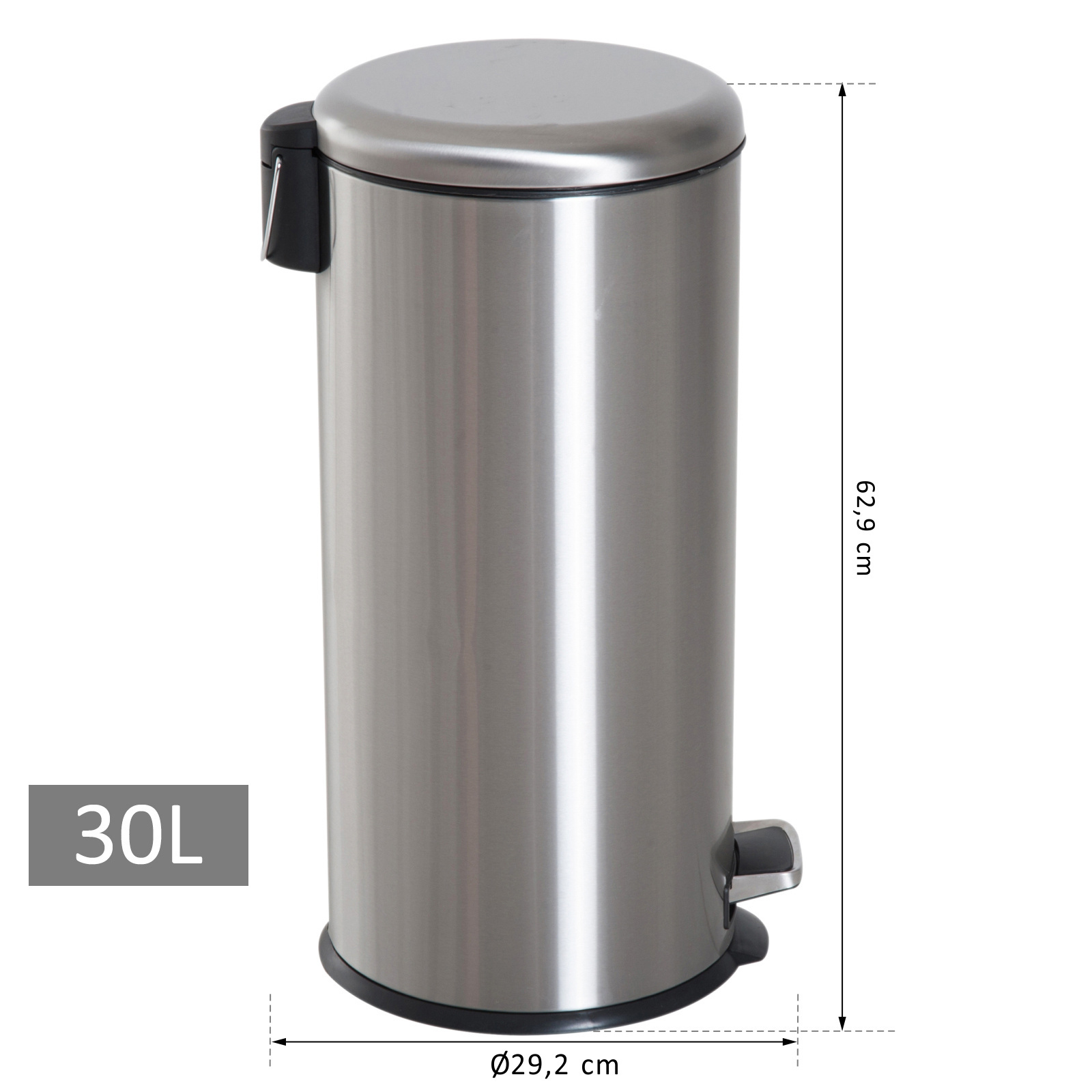 HOMdotCOM Pedaalemmer RVS zilver 30L