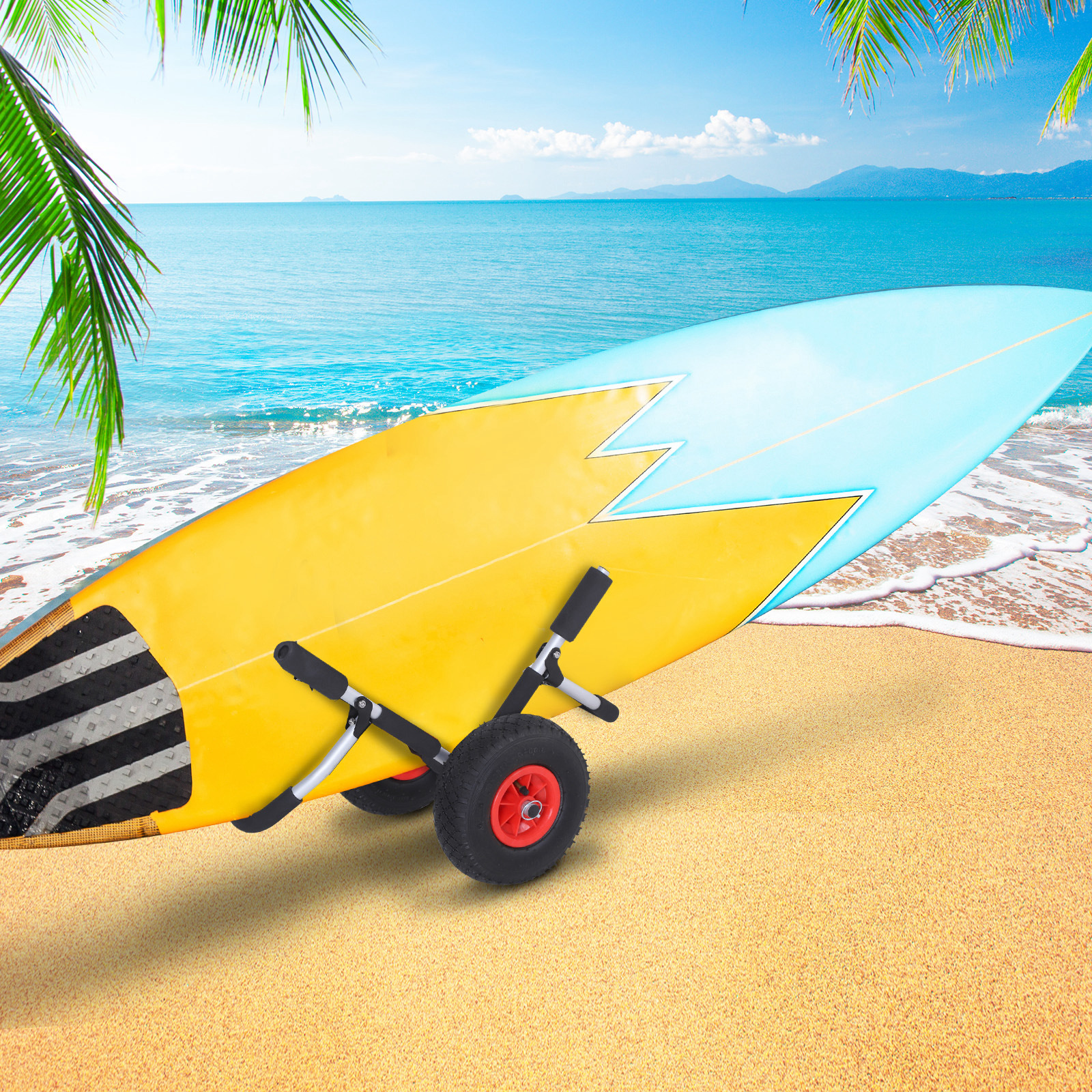 HOMdotCOM Transportwagen voor surfboard of kajak met luchtbanden tot 45kg
