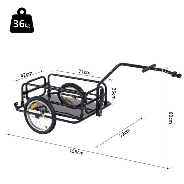 HOMdotCOM Fietsaanhanger Zwart tot 36kg - Staal