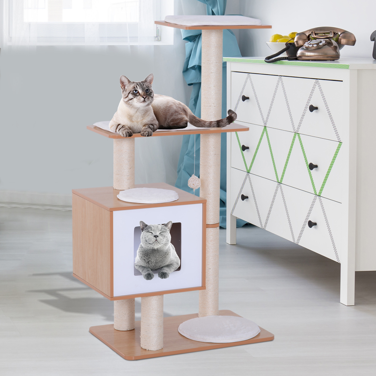 Paws Krabpaal toren | St Paul’s Cat-hedral | hout/sisal | 60 x 40 x 120 cm