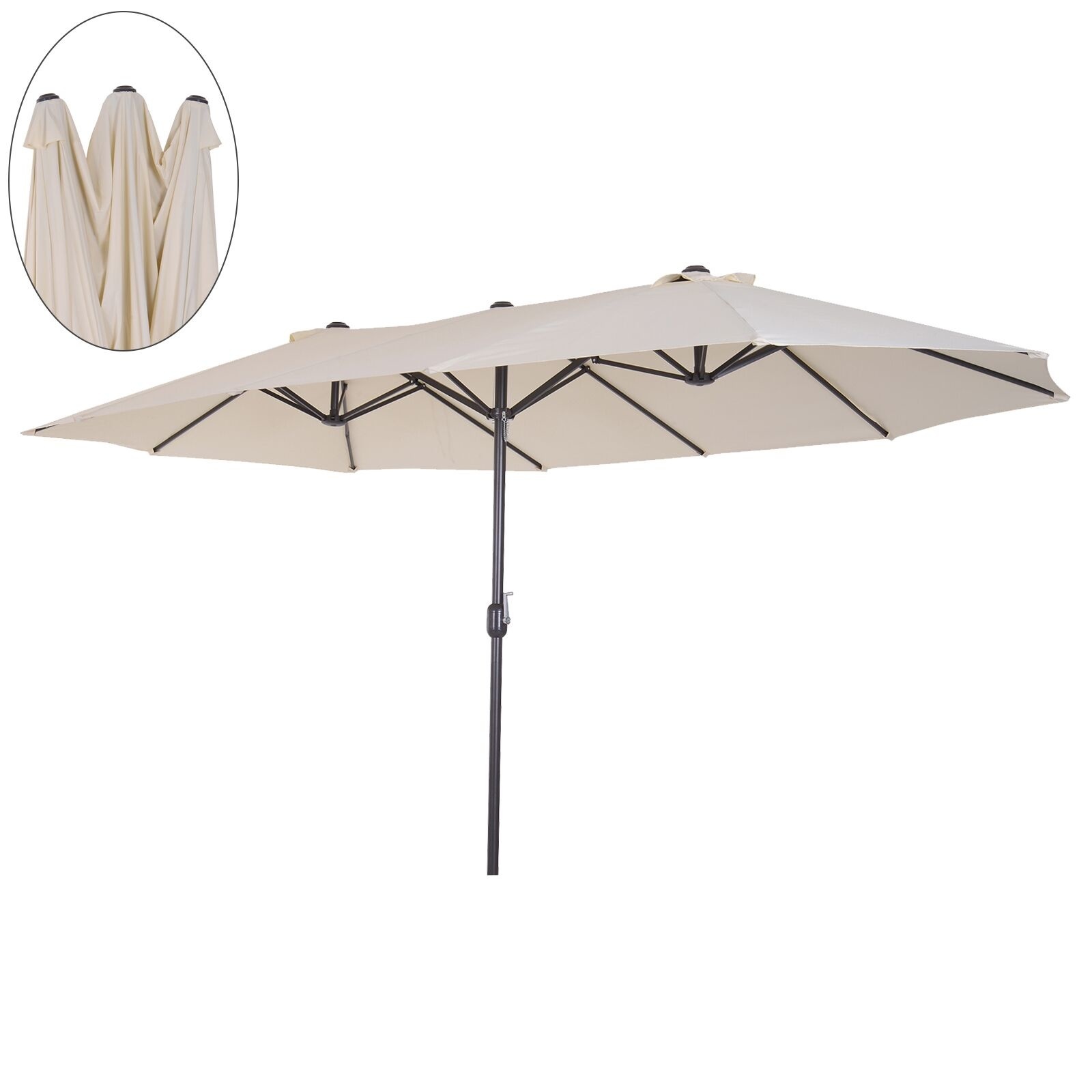 evenaar kraai wijs Koop Sunny Dubbele parasol 48 mm met slingerhandvat crème wit 460 x 270 x  240 cm Online bij ThuisXL.nl - ThuisXL.nl