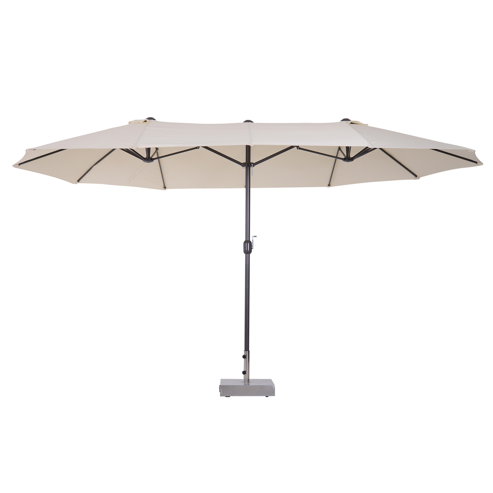 Sunny Dubbele parasol met slingerhandvat crème wit 460 x 270 x 240 cm