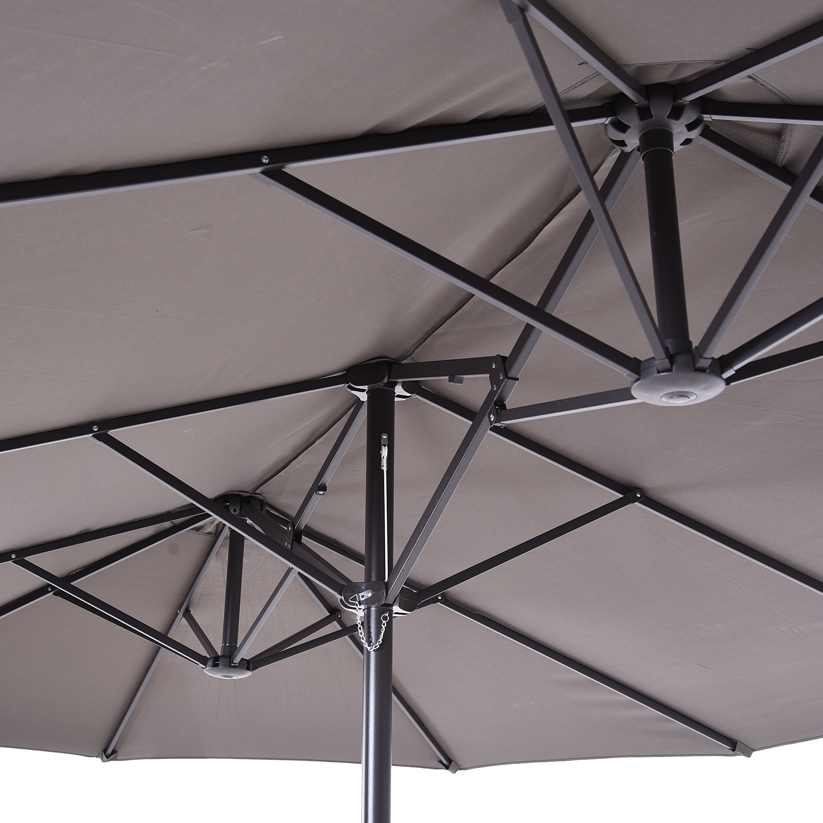 Sunny Dubbele parasol met slingerhandvat grijs 460 x 270 x 240 cm