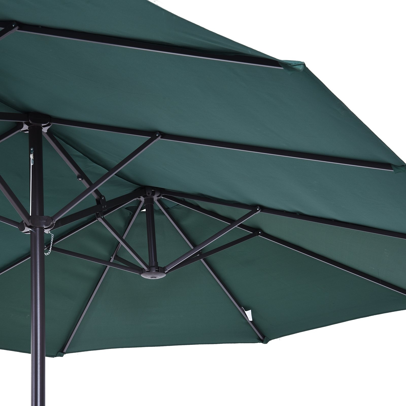 Sunny Dubbele Parasol met Slingerhandvat - Groen, 460 x 270 x 240 cm