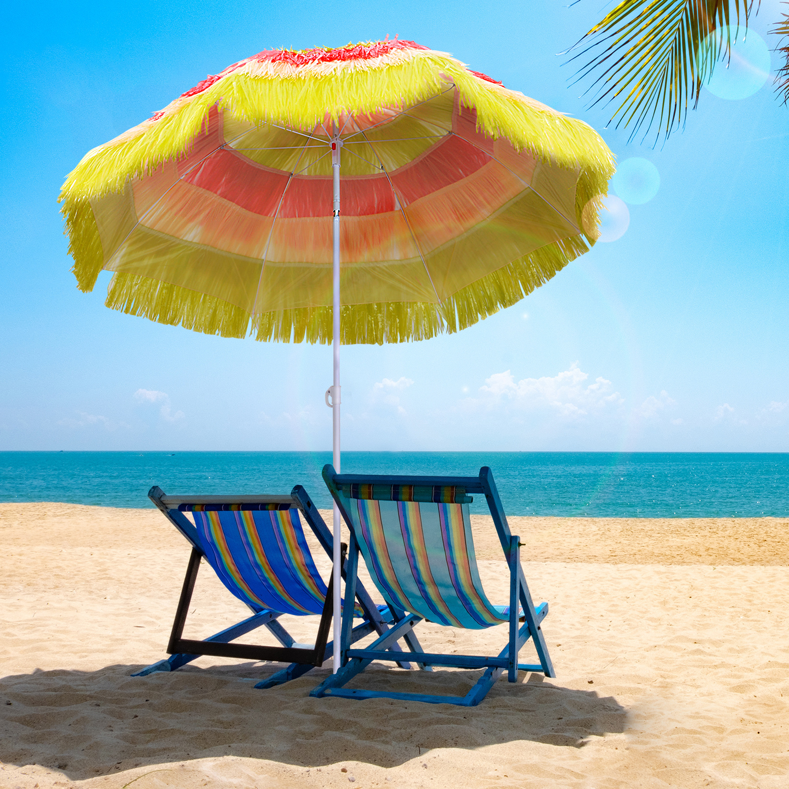 Outsunny Parasol Hawaii 160 cm rood/geel
