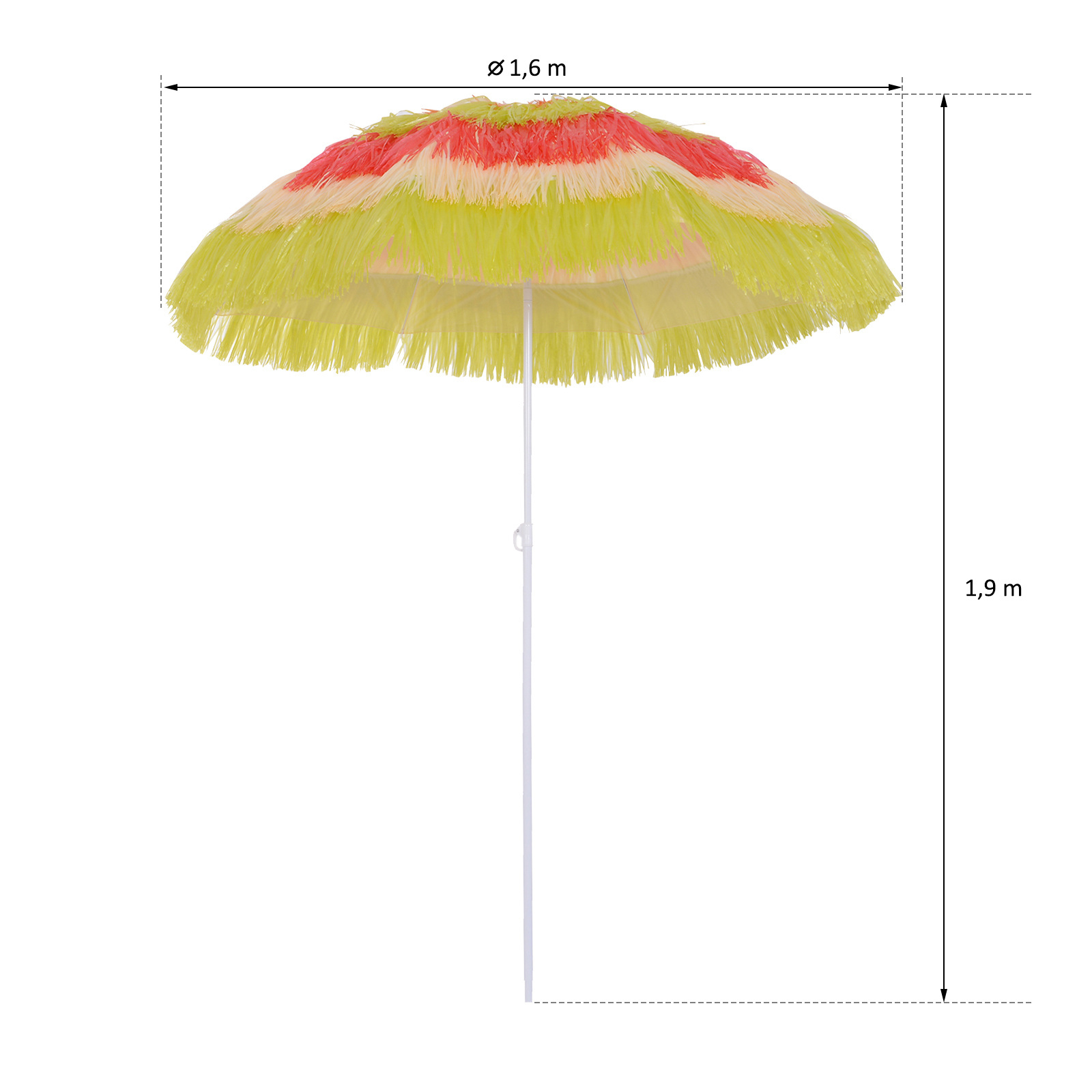 Outsunny Parasol Hawaii 160 cm rood/geel