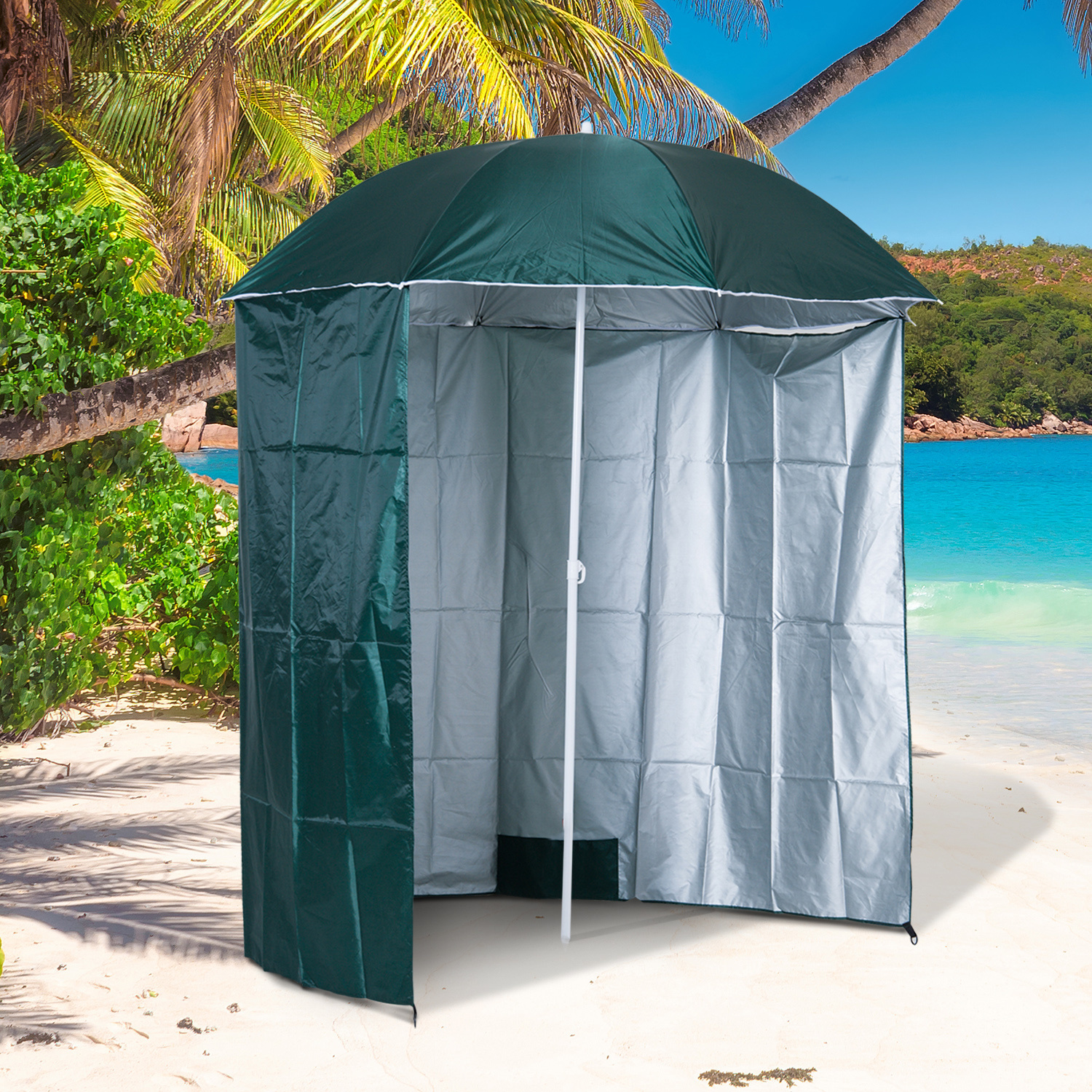 Outsunny Parasol met zijwanden groen 2,2 x 2,2m