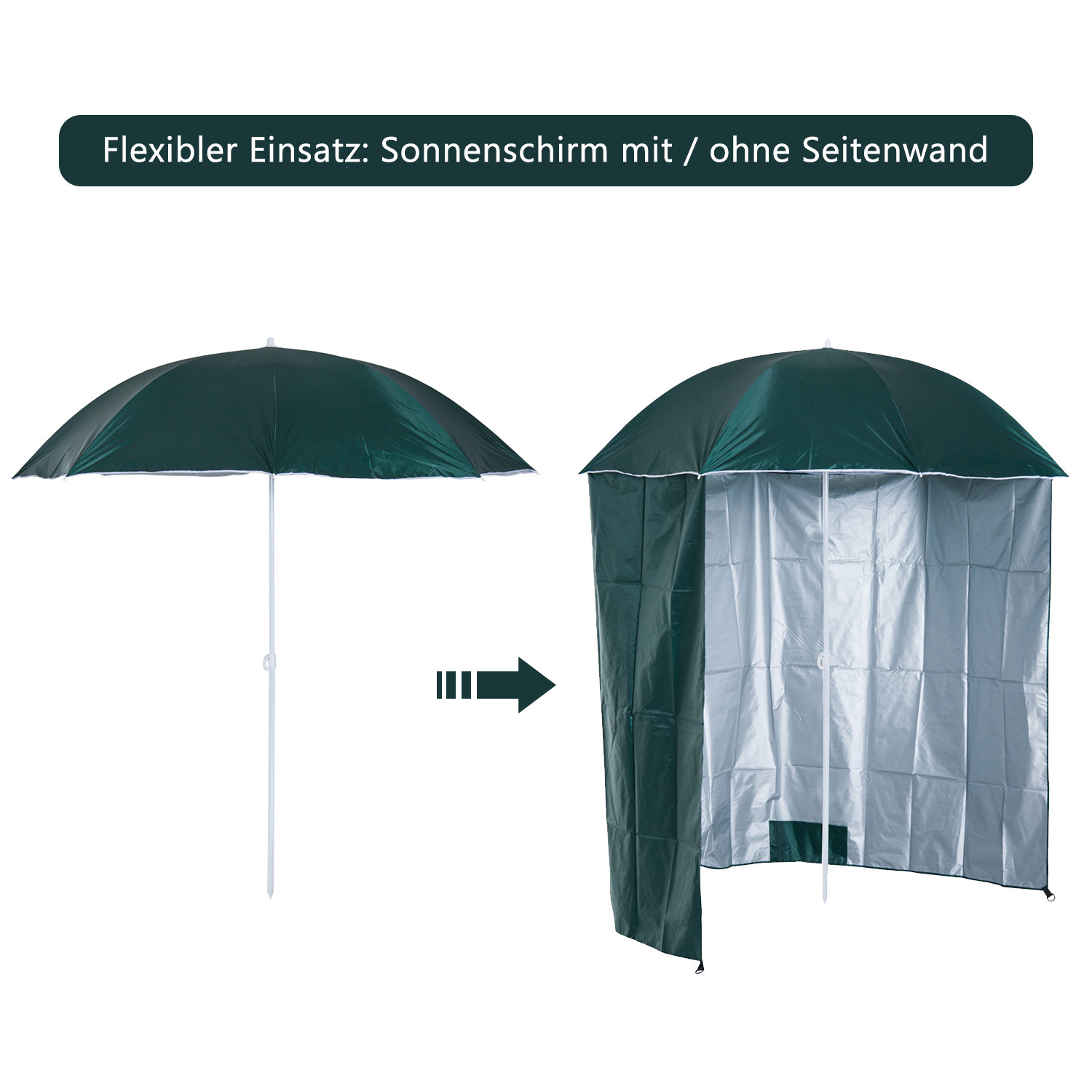Outsunny Parasol met zijwanden groen 2,2 x 2,2m