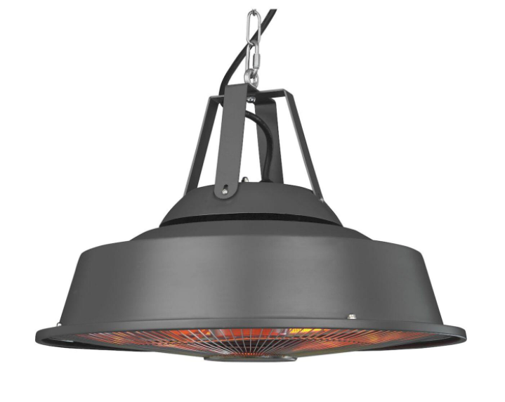 Perel Terrasverwarmer Elektrisch Heater hangend zwart | Industrial | 1500W | Ø43 cm | 25M²