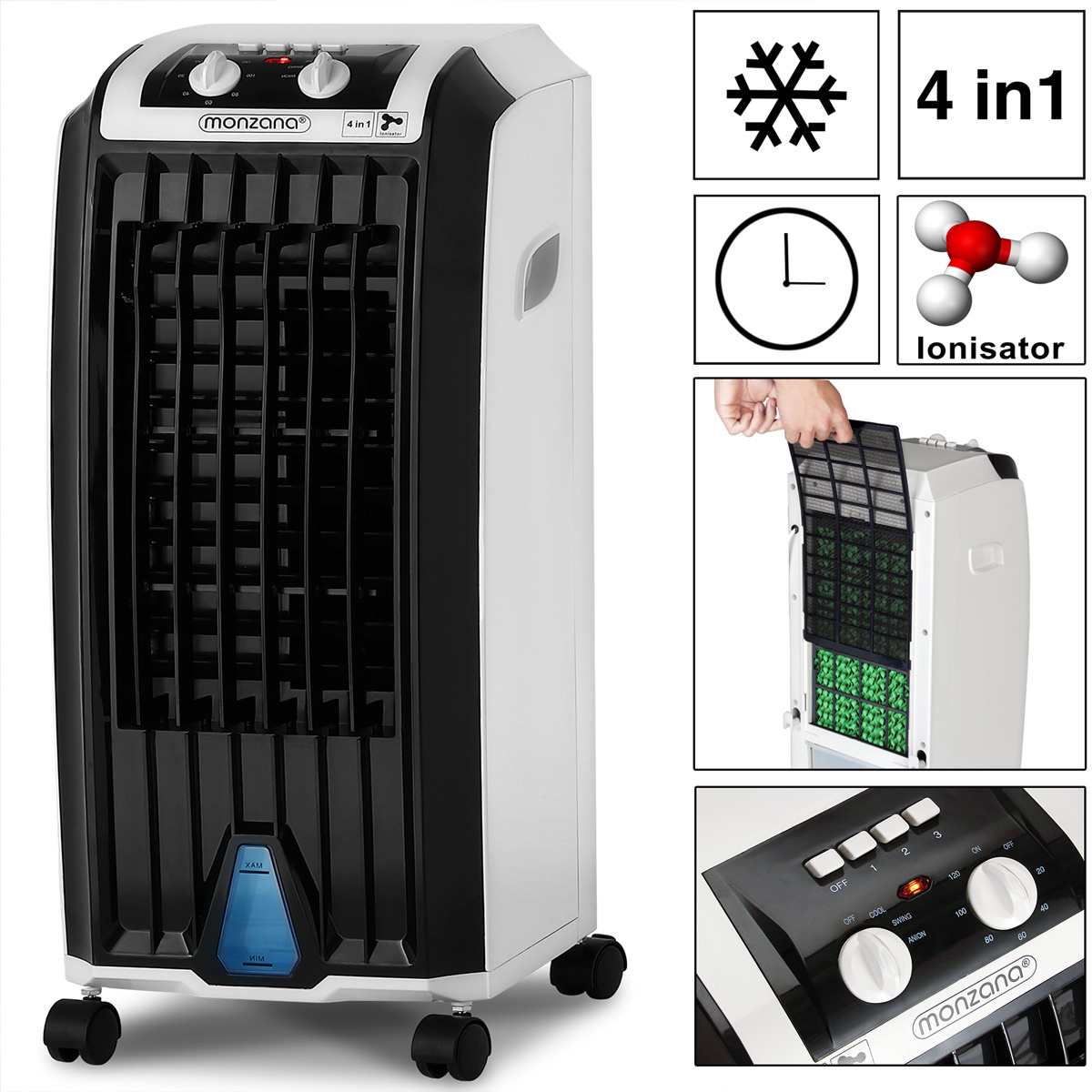 Monzana Mobiele airconditioner wit/zwart 5L
