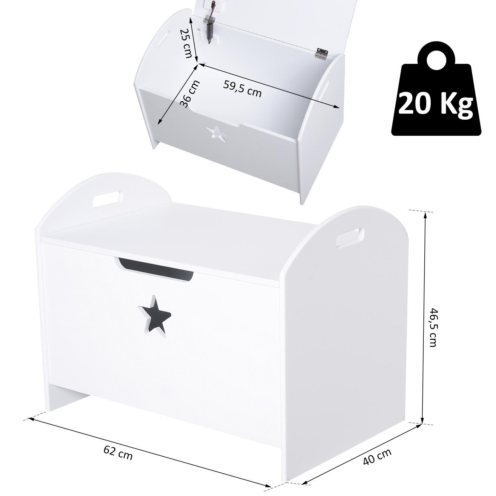 HOMdotCOM Kinderopbergdoos, wit