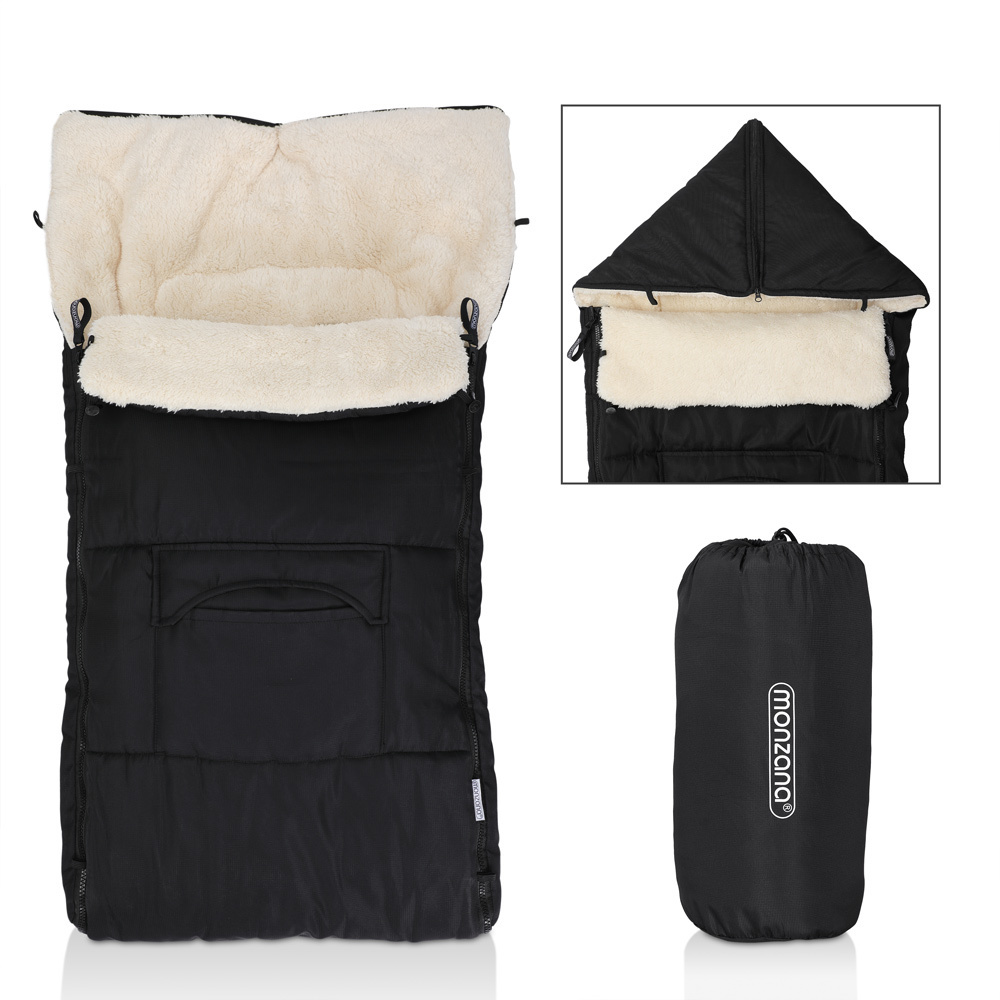Monzana Kinderwagen Voetenzak Zwart | Teddy | Maxi-Cosi | met Opbergtas