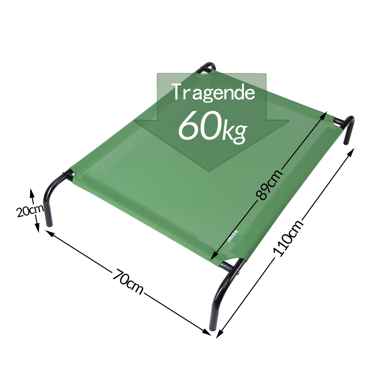 Verhoogd huisdierbed L GROEN 110x70x20cm