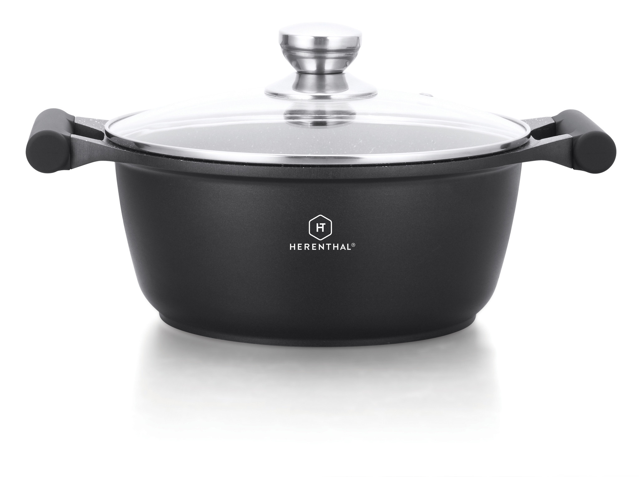 Herenthal Braadpan/ Soeppan - Marmeren Coating - Met Glazen Deksel- 30cm