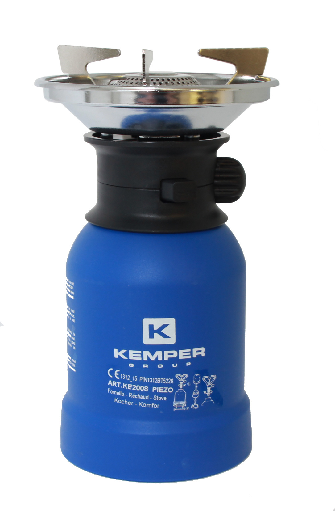 Kemper Gaskooktoestel met windbescherming en piëzo ontsteking 1200 Watt Blauw