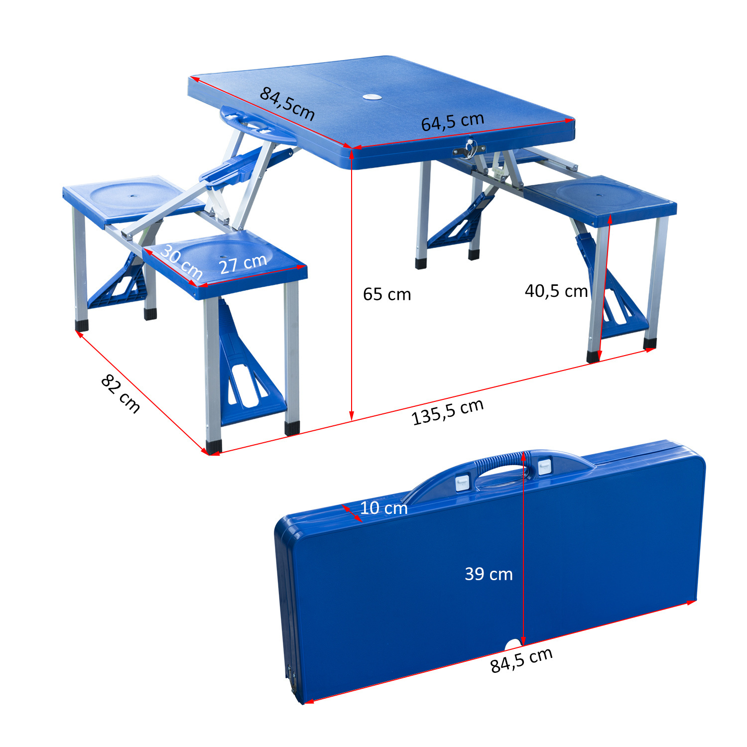 Sunny Aluminium campingtafel picknick 4-zits vouwbaar blauw
