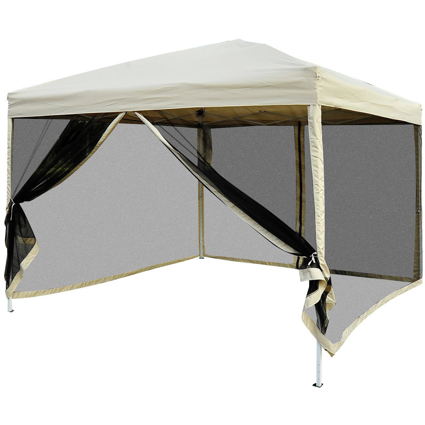 Sunny Partytent inklapbaar met 4 verwijderbare zijwanden en draagtas beige