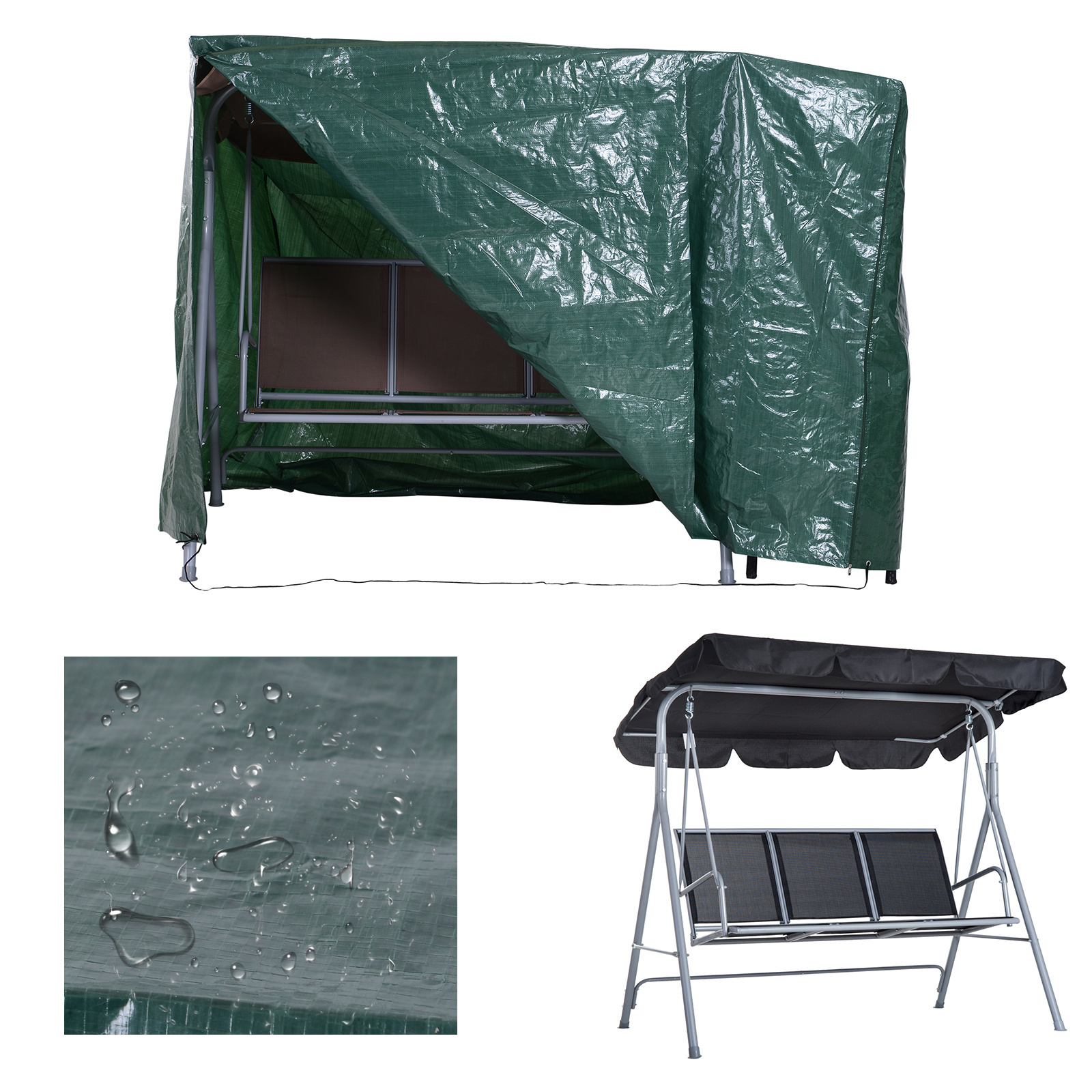 Sunny Tuinmeubel Beschermhoes waterdichte hoes UV-bescherming rechthoekig Groen 215 x 155 x 150 cm