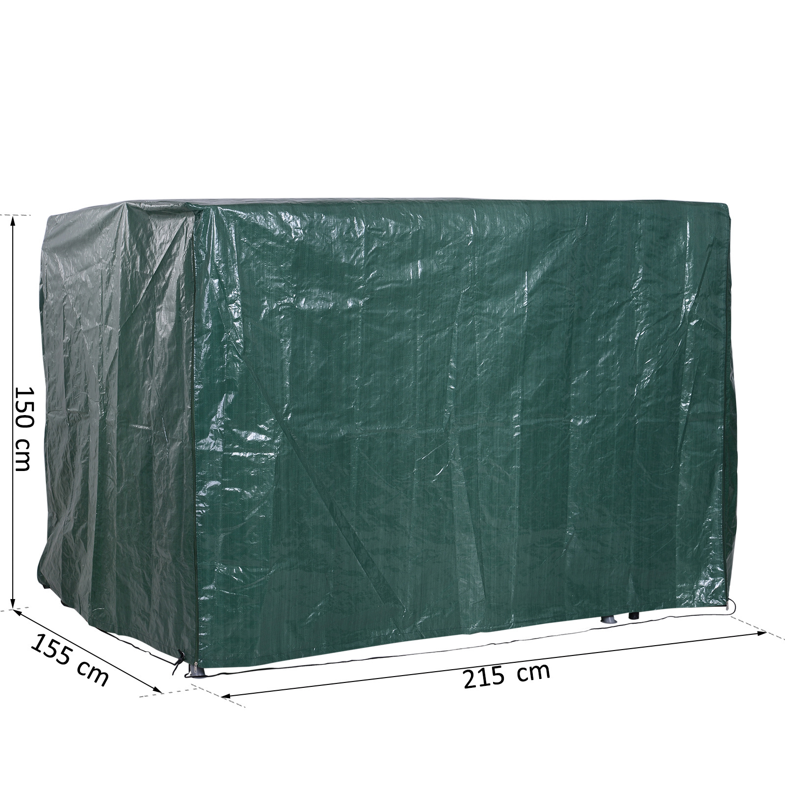Sunny Tuinmeubel Beschermhoes waterdichte hoes UV-bescherming rechthoekig Groen 215 x 155 x 150 cm