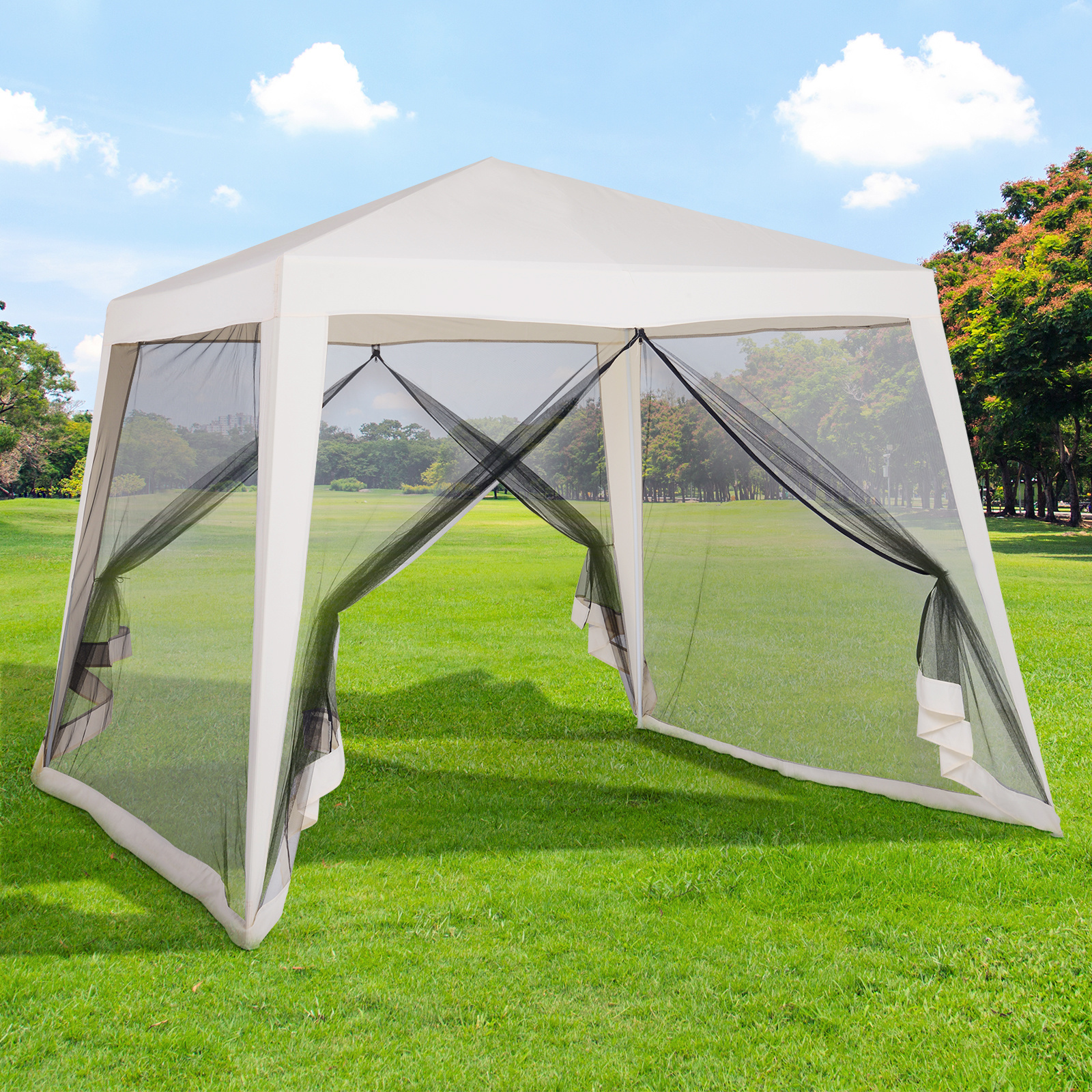 Sunny Weerbestendige tuinpaviljoen met klamboe beige 3 x 3 m
