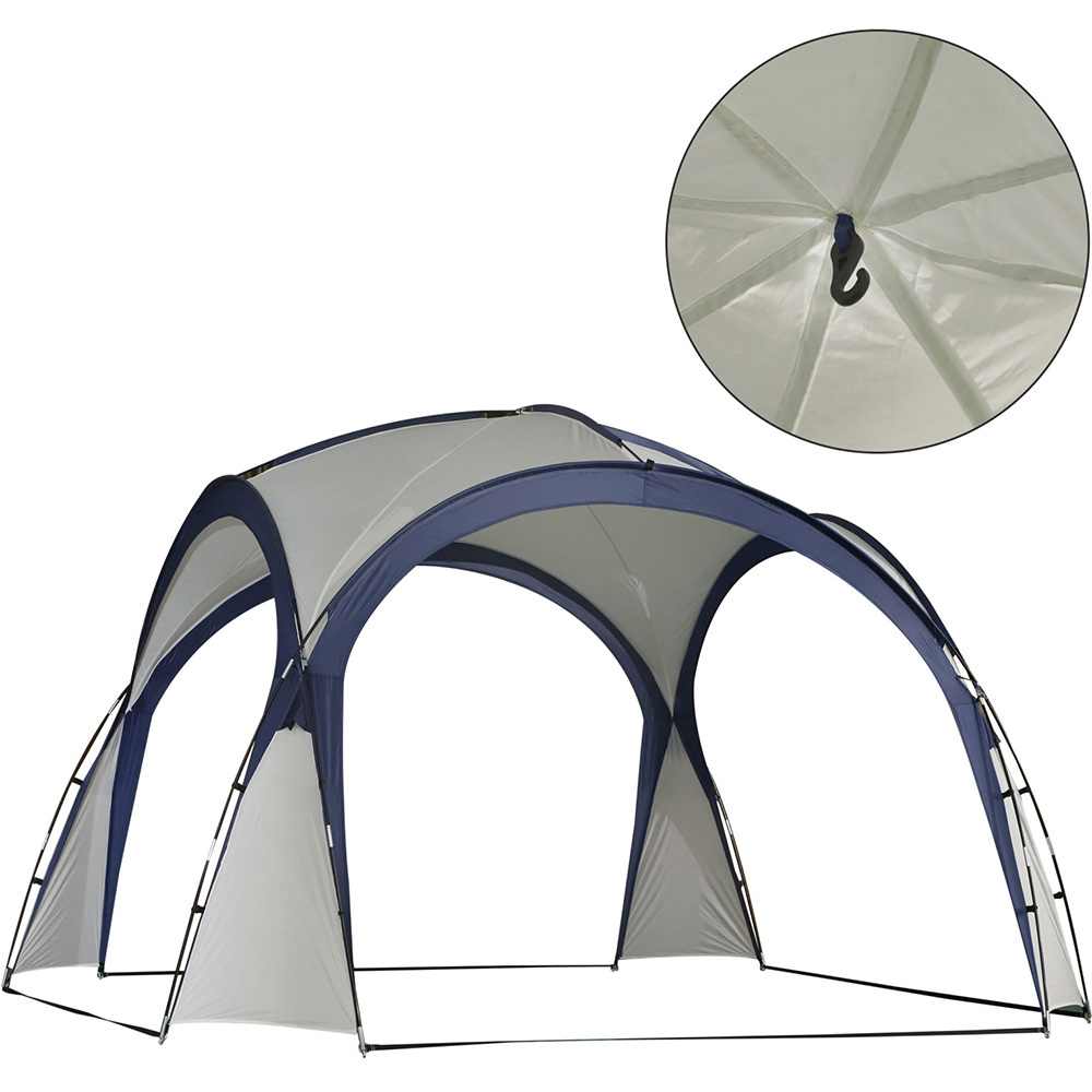 Outsunny Tuinpaviljoen, weerbestendig met glasvezel + polyester crème wit + blauw 3,5 x 3,5 x 2,3 m
