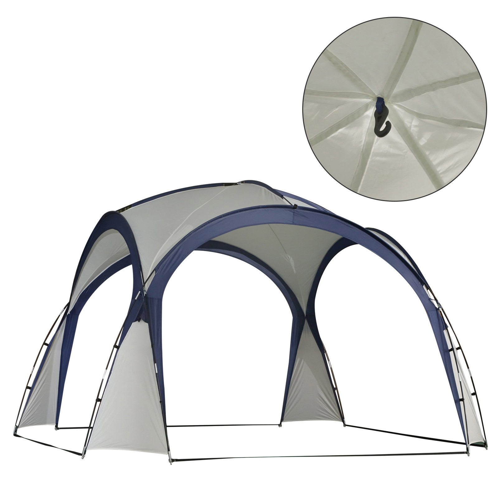 Outsunny Tuinpaviljoen, weerbestendig met glasvezel + polyester crème wit + blauw 3,5 x 3,5 x 2,3 m
