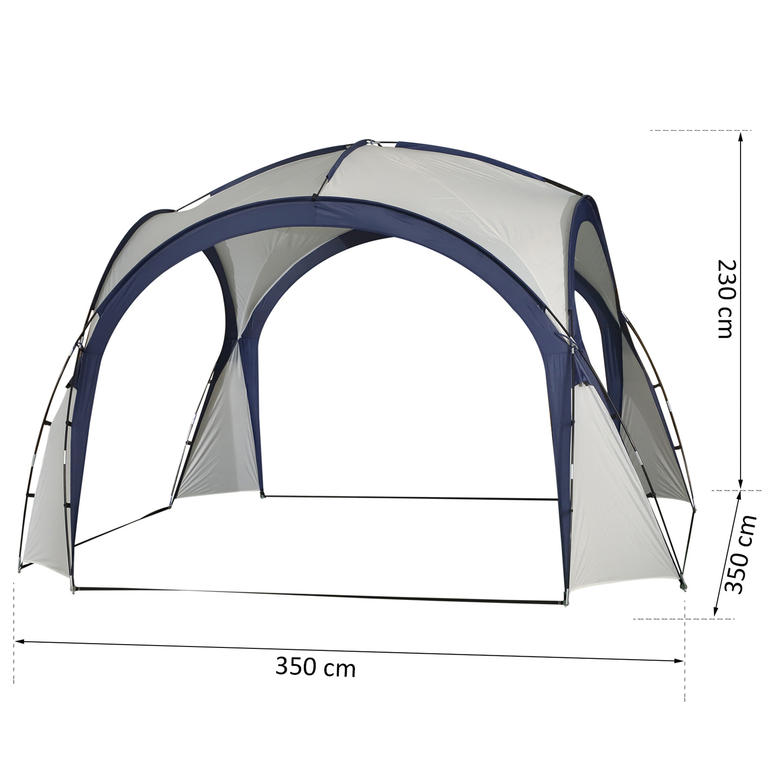 Outsunny Tuinpaviljoen, weerbestendig met glasvezel + polyester crème wit + blauw 3,5 x 3,5 x 2,3 m