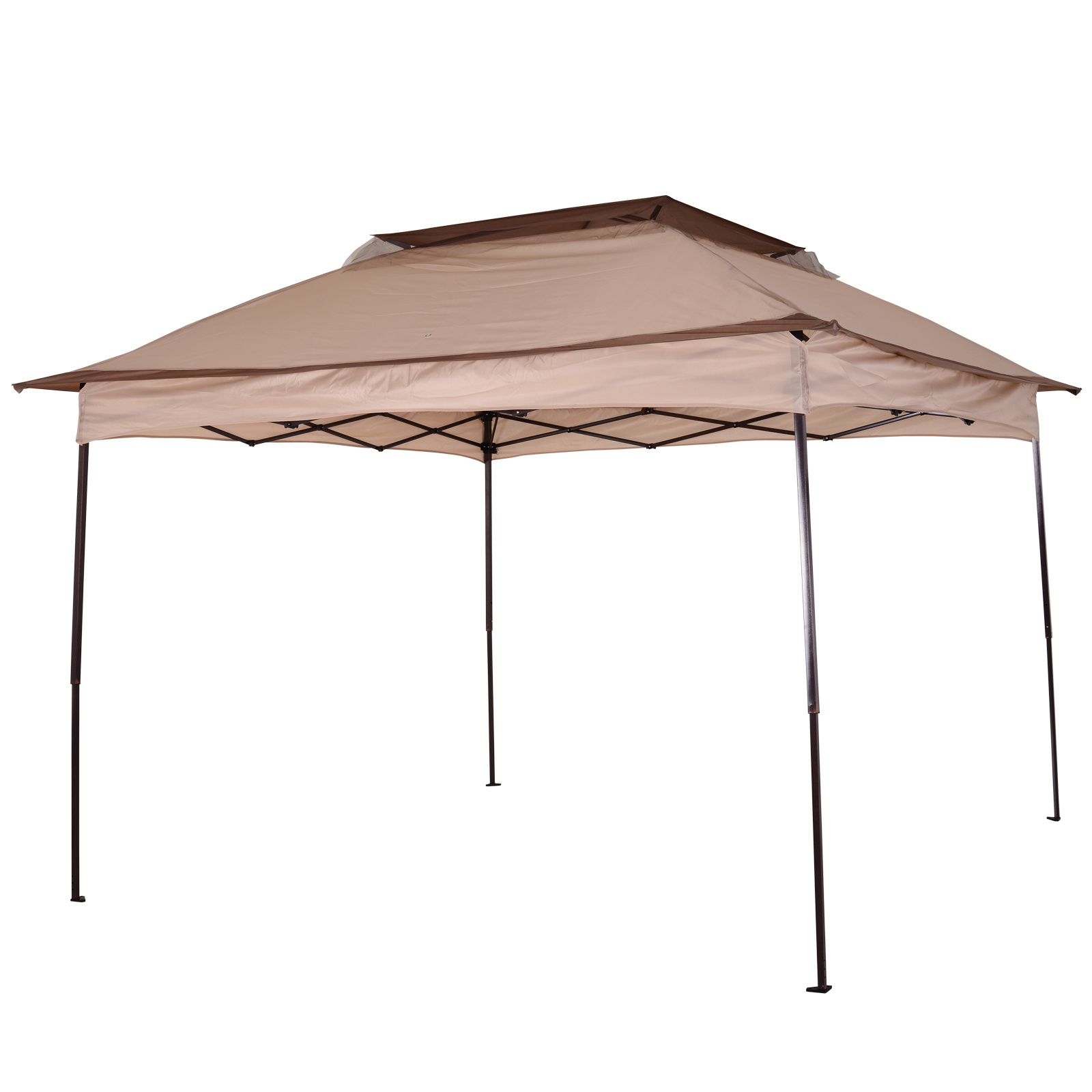 Outsunny Opvouwbare partytent paviljoen met horrengaas khaki 3,25 x 3,25 x 2,95cm