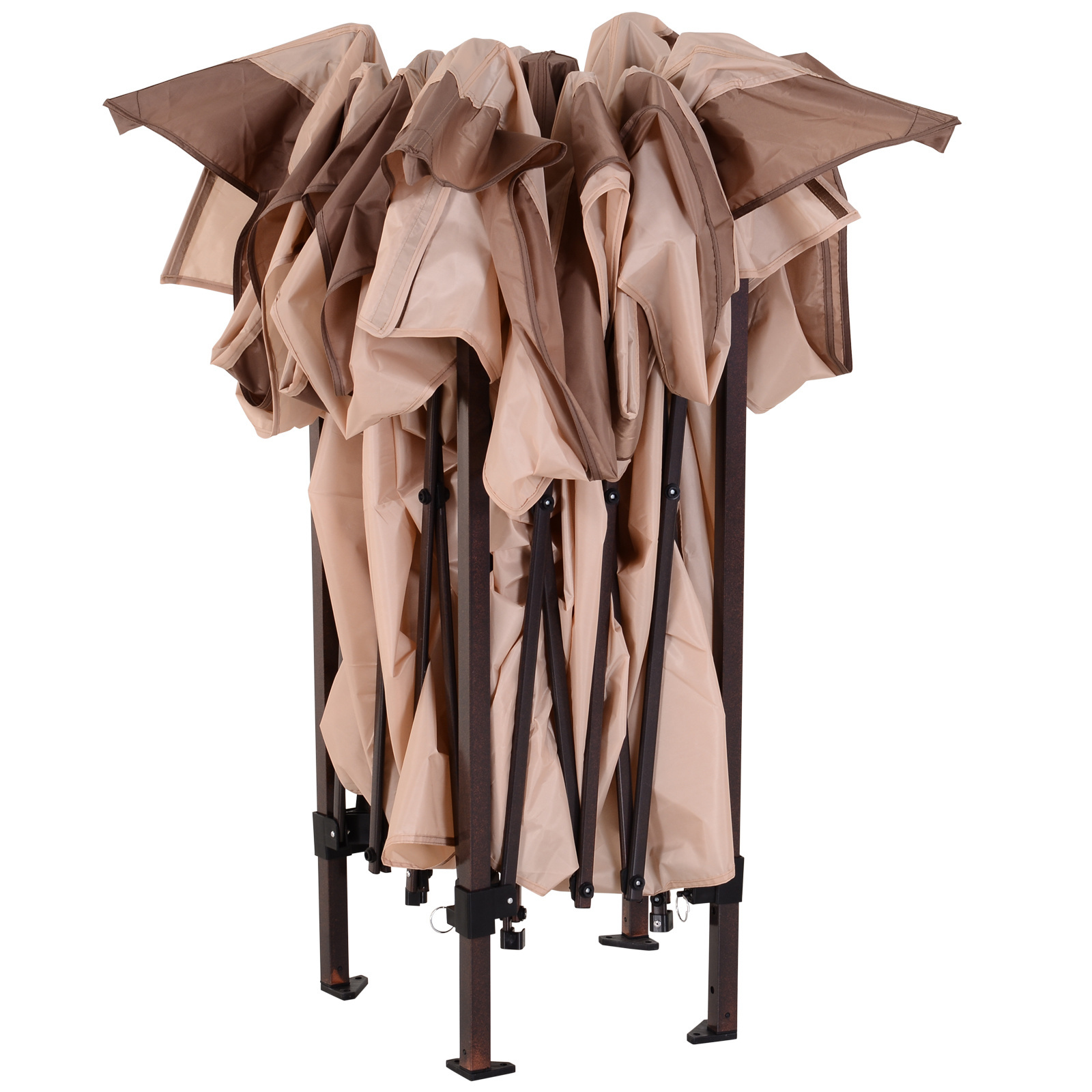 Outsunny Opvouwbare partytent paviljoen met horrengaas khaki 3,25 x 3,25 x 2,95cm