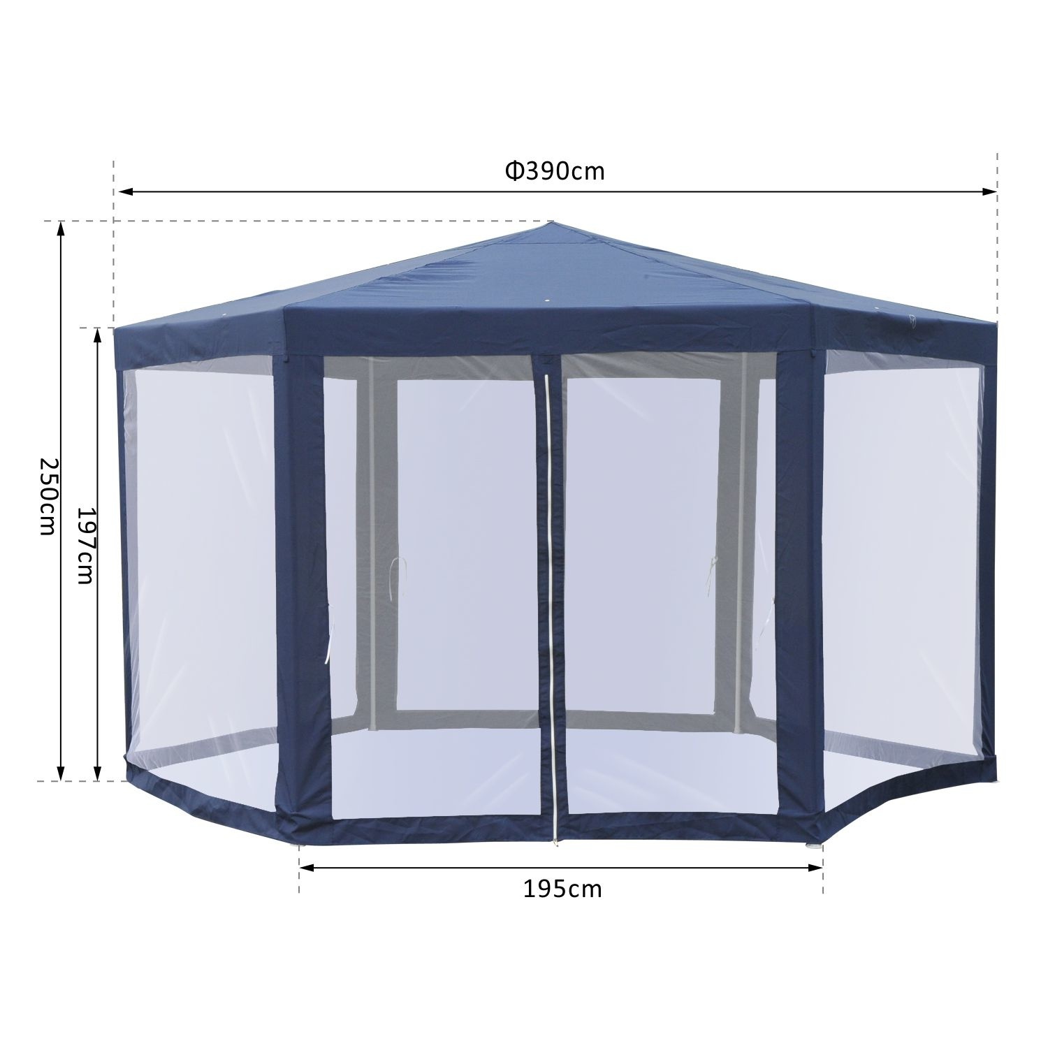 Sunny Partytent 6-hoekig met anti-muggenwanden blauw 390 x 390 x 250 cm