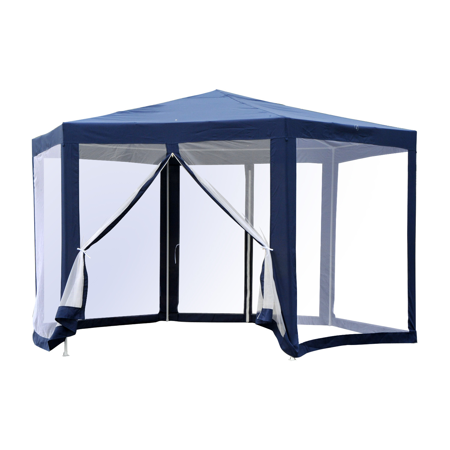 Sunny Partytent 6-hoekig met anti-muggenwanden blauw 390 x 390 x 250 cm